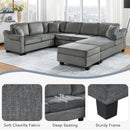 Contemporary U - Shaped Sectional Sofa With Movable Storage Ottoman