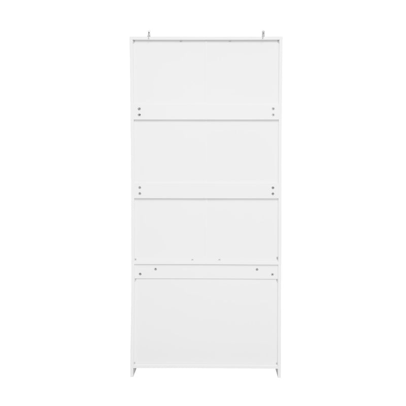 Hollow Pattern 2 Door 3 Drawer Wardrobe, The Collision Of Wood Color, Suitable For Bedrooms And Dressing Rooms - White