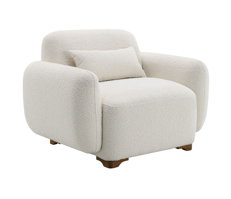 Darius - Boucle Accent Chair With 1 Toss Pillow - Beige