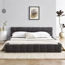 Modern Platform Bed Frame With Thick Chenille Fabric