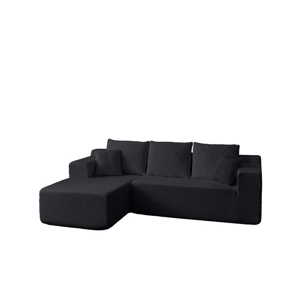 Modular Cloud Sectional Couch With L Shape Chaise, Deep Seat - Black