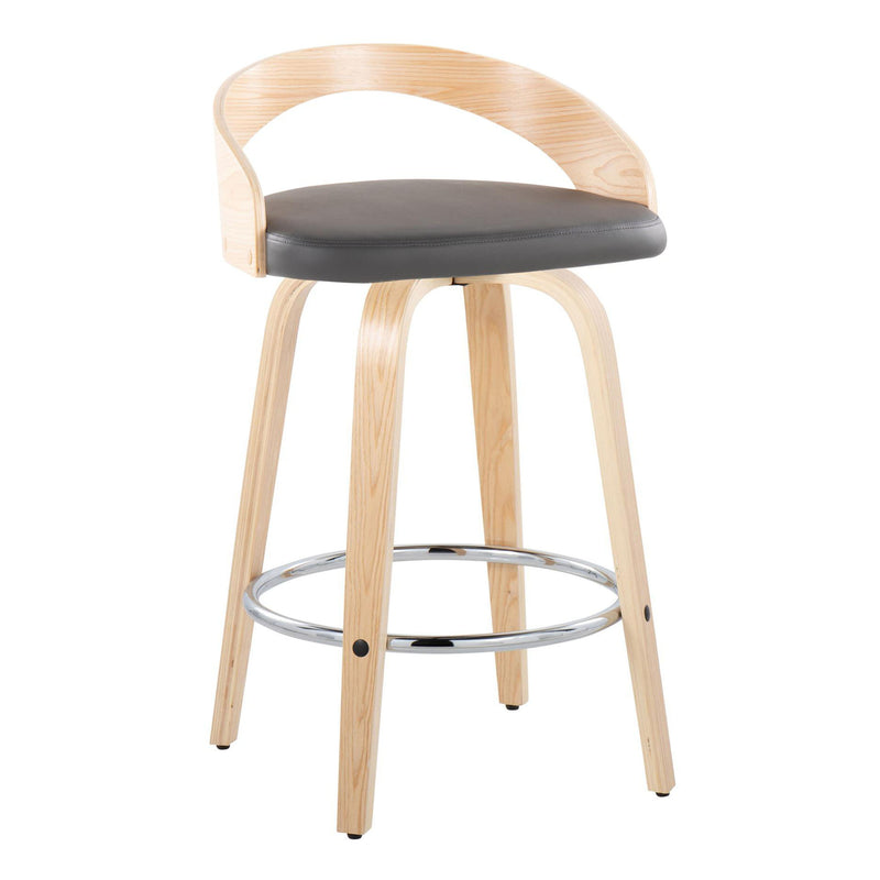 Grotto - Contemporary Fixed Height Counter Stool With Swivel With Round Footrest (Set of 2)