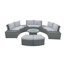 10 Piece Outdoor Sectional Half Round Patio Rattan Sofa Set