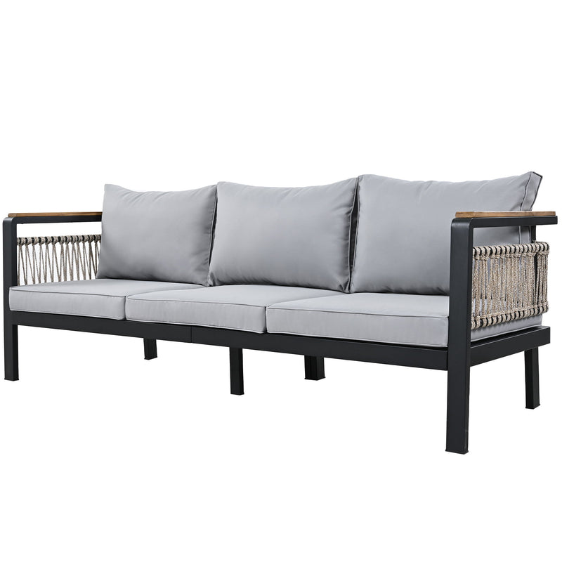 4 Pieces Outdoor Sectional Sofa Set 5 Person Patio Seating Group Outdoor Conversation Set With Cushions And A Coffee Table For Patios