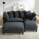 Upholstered L Shaped Sectional Sofa With Storage, Movable Ottoman, And 6 Throw Pillows