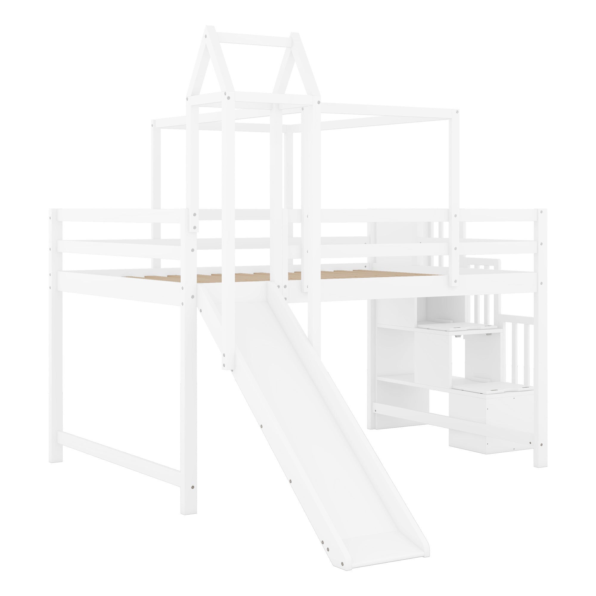 Full Size Loft Bed with Tent and Tower - Pink - Atlantic Fine Furniture Melbourne FL