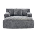 Chenille Interior Lazy Sofa Chaise Longue Armchair With 3 Pillows And Armrests