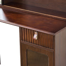 Modern Elegance Makeup Vanity Desk With Adjustable Lighted Mirror Storage Shelves Drawer And Cabinet - Walnut