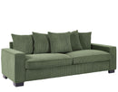 Luxe Corduroy Sofa With 5 Matching Toss Pillows, Sleek Design, Spacious And Comfortable 3 Seater Couch