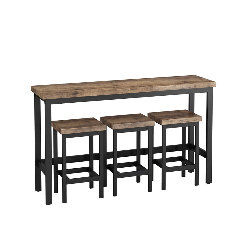 Modern Design Long Dining Table Set With 3 Stools