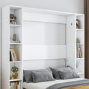 Queen Murphy Bed With Storage Cabinet - White