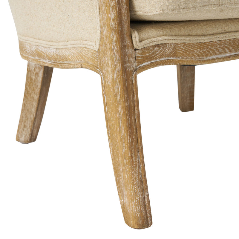 Crenshaw - Wing Arm Chair With Oak Frame And High Back - Beige