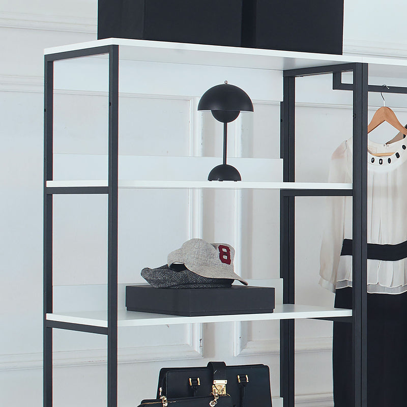 Fiona - Freestanding Walk In Wood Closet System With Metal Frame Melamine - White