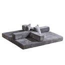 Convertible Floor Sofa Bed With Pillow Back Support Armrest