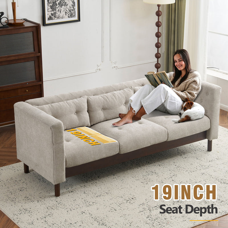 Upholstered Sofa Modern 3 Seater Sofa Couch With Tufted Design For Living Room