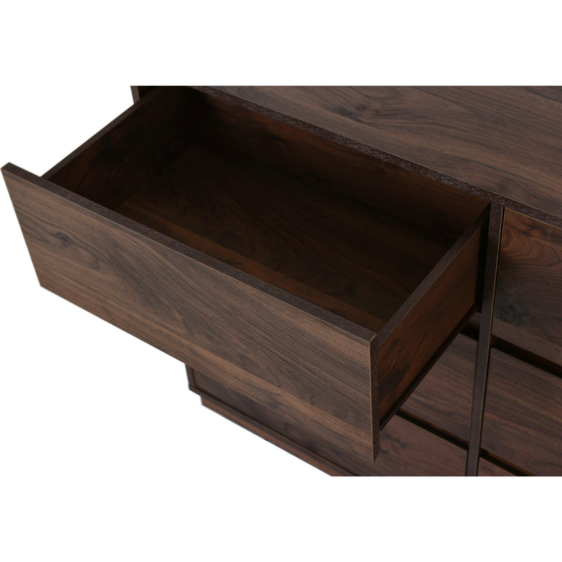 Mid-Century Modern 6 Drawers Dresser, Dark Brown
