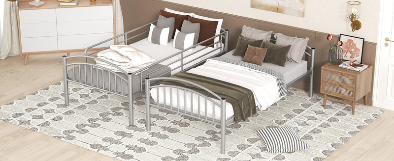 Twin Over Twin Metal Bunk Bed,Divided into Two Beds(Silver){OLD SKU:MF280424AAN}