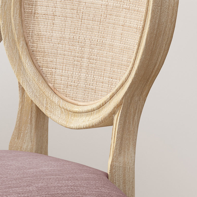Elegant Dining Chair Set With Cane And Fabric Upholstery