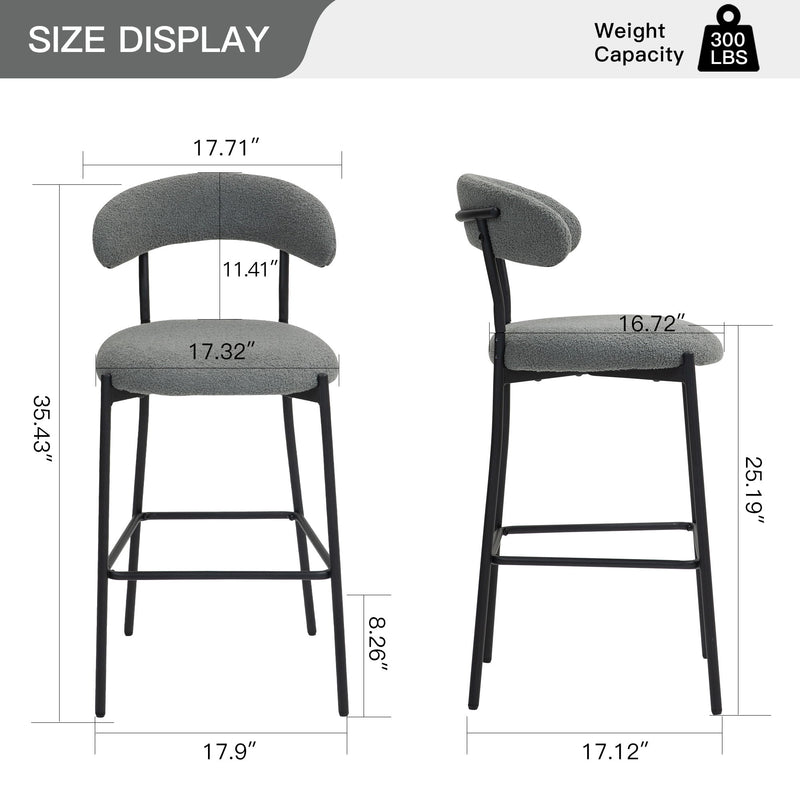 Counter Height Bar Stools Teddy Fabric Cover Kitchen Island Counter Bar Stool With Footrest