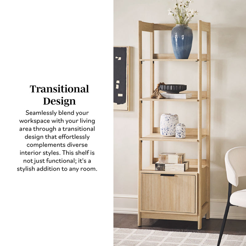 Transitional Narrow Bookshelf With Drawer On Bottom