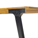 Acacia Wood Patio Dining Table, 69"L Rectangle Outdoor Table - Teak / Black