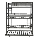 Metal Twin Size Triple Bunk Bed With Trundle, Black