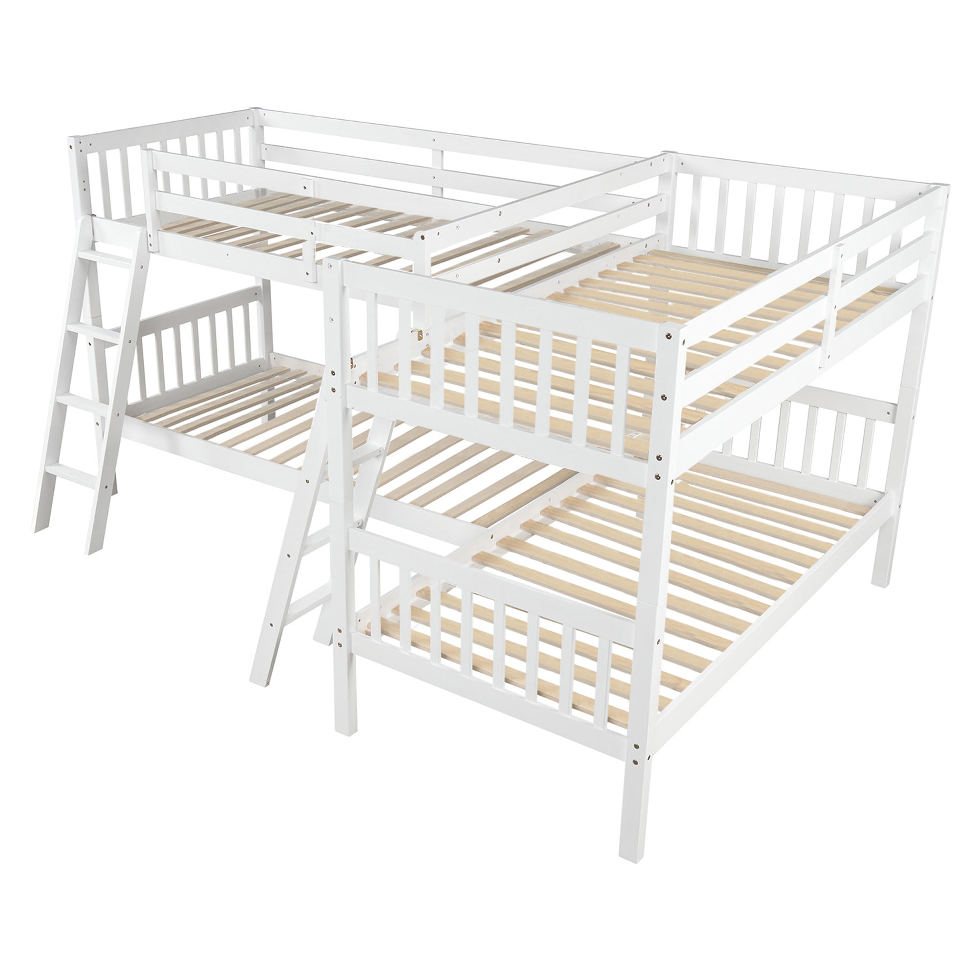L-Shaped Bunk Bed with Ladder,Twin Size-Gray(OLD SKU :LP000020AAK)