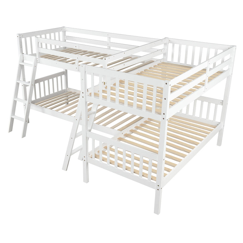 L-Shaped Bunk Bed with Ladder,Twin Size-Gray(OLD SKU :LP000020AAK)