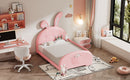 Upholstered Rabbit-Shape Princess Bed With Headboard And Footboard