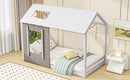 Twin Size House Platform with Roof and Window, White+Antique Grey(Old SKU: WF294130AAE)