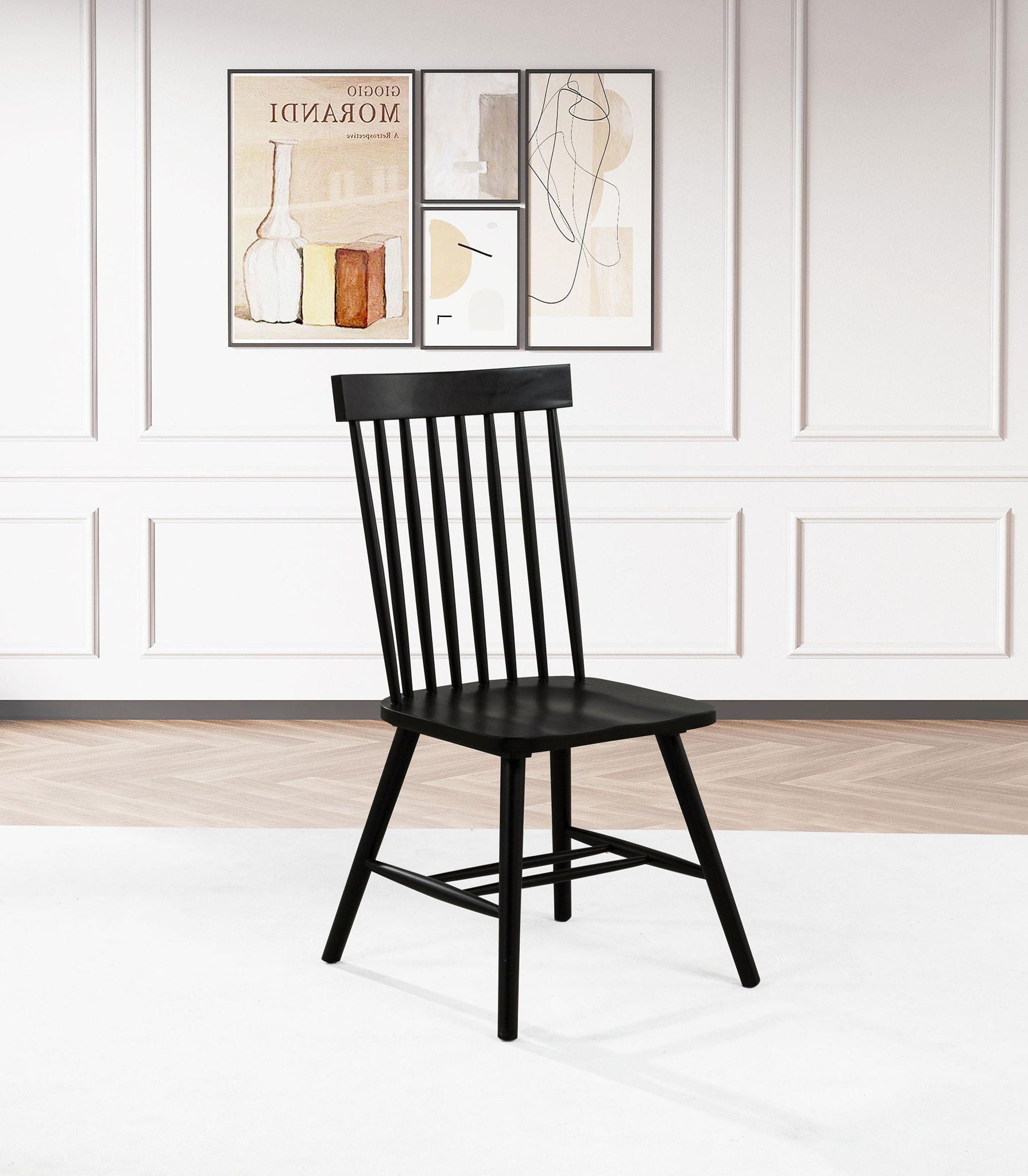 Andrews Windsor Spindle Back Dining Side Chair Black (Set of 2) - Atlantic Fine Furniture Melbourne FL