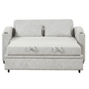 Pull Out Loveseat Sofa With Adjsutable Backrest, 2 Pillows, Cup Holders, USB Ports For Living Room
