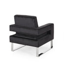 Modern Glam Club Arm Chair With Velvet Upholstery And Stainless Steel Legs - Black