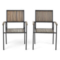Vermilion - Outdoor Dining Chair With Vertical Slat And Wooden Arm