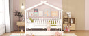 Full Size Wooden House Bed with Twin Size Trundle, White