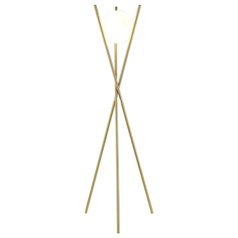 Yamileth - Spherical Bulb Metal Tripod Floor Lamp - Gold