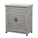 Potting Bench With Storage Cabinet And Metal Table Top For Outdoor