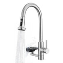 3 In 1 Kitchen Faucet With Press Type Glass Rinser, High Arc Pull Down Sprayer
