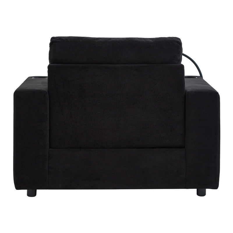 Modern Style Armchair Chaise Lounge Sofa Couch With Movable Storage Ottoman, USB Ports, Cup Holders, Phone Holder, Side Pockets