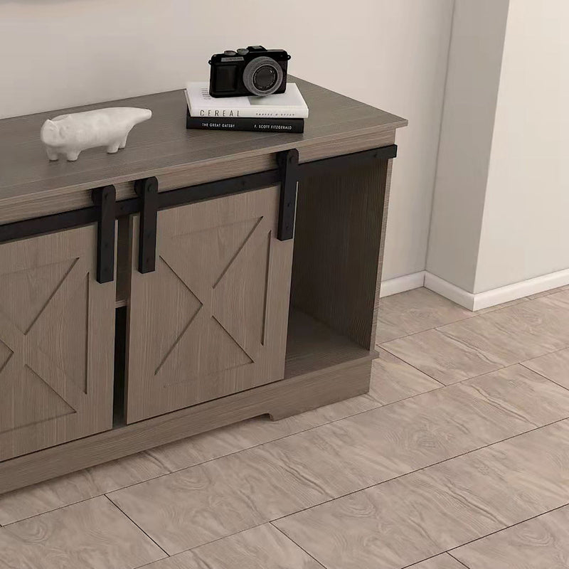 Lane - TV Stand With Sliding Barndoors Water And Heat Resistant Melamine - Rustic