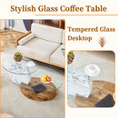 Contemporary Artistic Double Layer Coffee Table,Tempered Glass Top