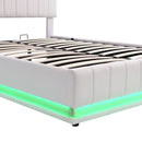 Upholstered Bed With Hydraulic Storage System And LED Light, With Sockets And USB Ports