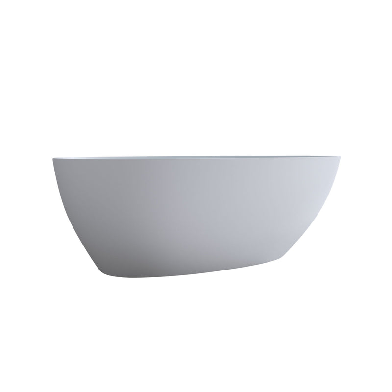 Solid Surface Matte Tub, Freestanding Solid Surface Resin Stone Bathtub, Solid Surface Matte White Soaking Tub, Free Standing Tub With Overflow And Pop-Up Drain - Matte White