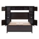 Full Size Wooden Bed With All-in-One Cabinet and Shelf, Espresso