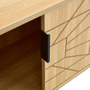 Spider- Web Textured Modern Coffee Table Geometric Art And Practical Design - Natural Wood