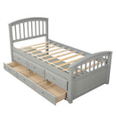 Platform Storage Bed Solid Wood Bed With 6 Drawers
