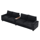 Modern 4 Seater Corduroy Sofa Couch With USB Ports And Hidden Storage