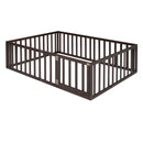 Full Size Wood Daybed Frame with Fence, Walnut(OLD SKU:WF289662AAL)