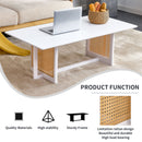 Chinese Style White Solid Wood And Imitation Rattan Coffee Table