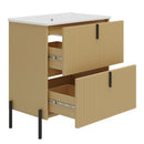 Fluted Bathroom Vanity With Ceramic Sink, Freestanding Design